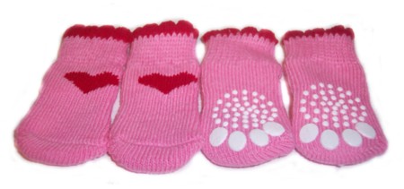 Pink Red Heart Socks-