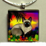 Siamese Cat Glass Pendant-