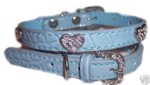 Baby Blue Croc w/ Rhinestone Hearts Collar-