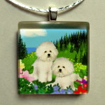Bischon Glass Pendant 3-bischon glass pendants, bischon tile pendant, dog breed pendants, bischon lovers jewelry, bischon collectors pendant, wholesale bischon pendants, 