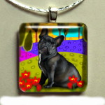 Black French Bull Dog Glass Pendant-French bull dog glass pendant, designer french bull dog pendants, selling wholesale black french bull dog pendants,pet lovers jewlery, 