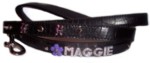Black Croc Leash Skulls & Spikes-