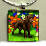 Chocolate Lab Glass Pendant-Chocolate lab glass pendant necklace, wholesale chocolate lab glass necklace,wholesale dog breed pendants.