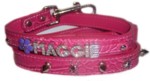 Hot Pink Croc Pink Skull Spikes Leash-