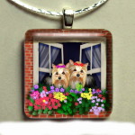 Yorkie Glass Pendant 1-